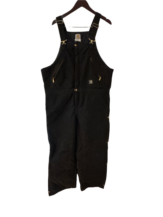 Carhartt Other - Carhartt Black Insulated Bib Overalls Mens 40x30 Quilt Lined Workwear Duck Canva